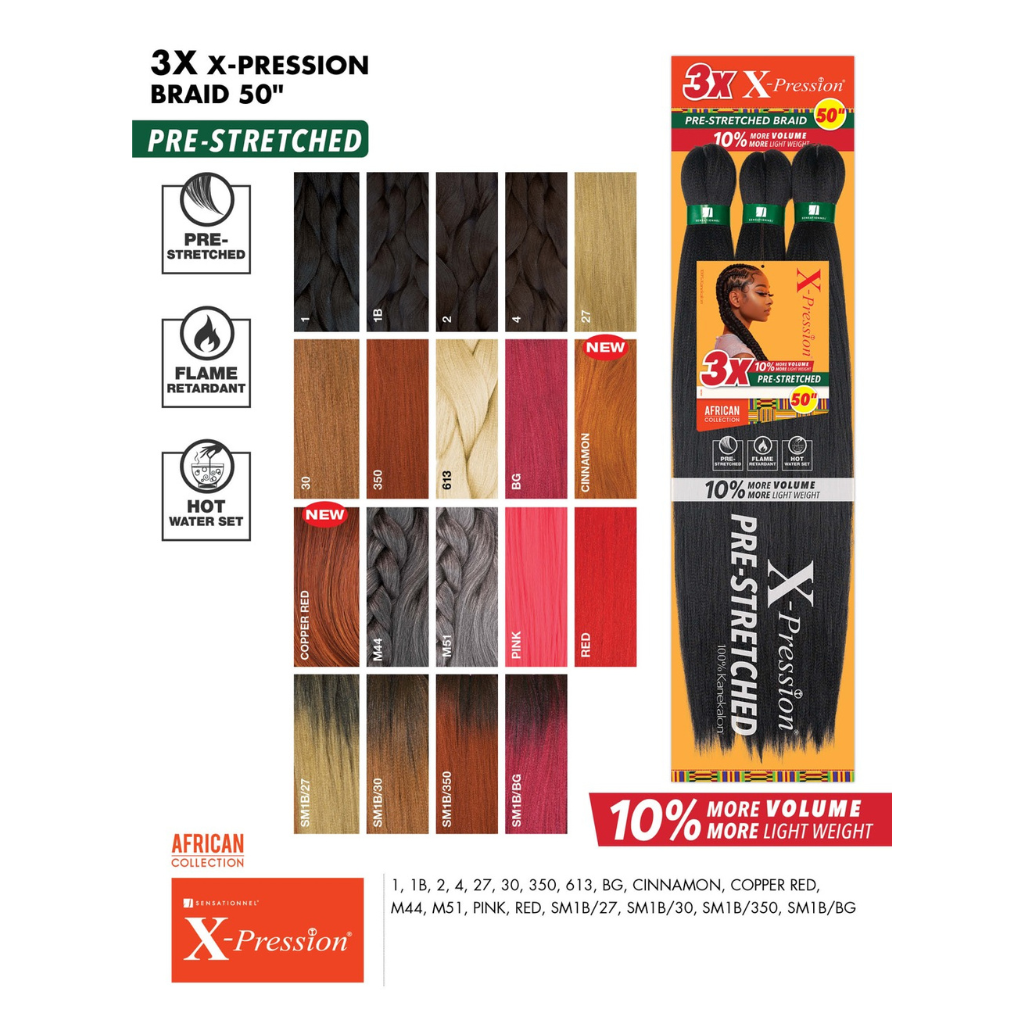 SENSATIONNEL 3X X-PRESSION PRE-STRETCHED BRAID 58″ - BRAID BEAUTY