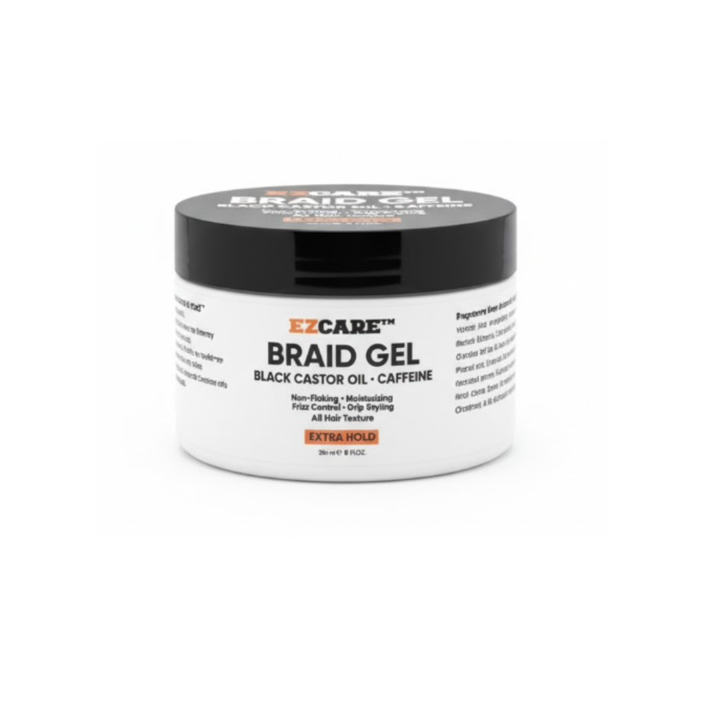 EZCARE BRAID GEL Black Castor Oil. Caffeine 8 oz - BRAID BEAUTY