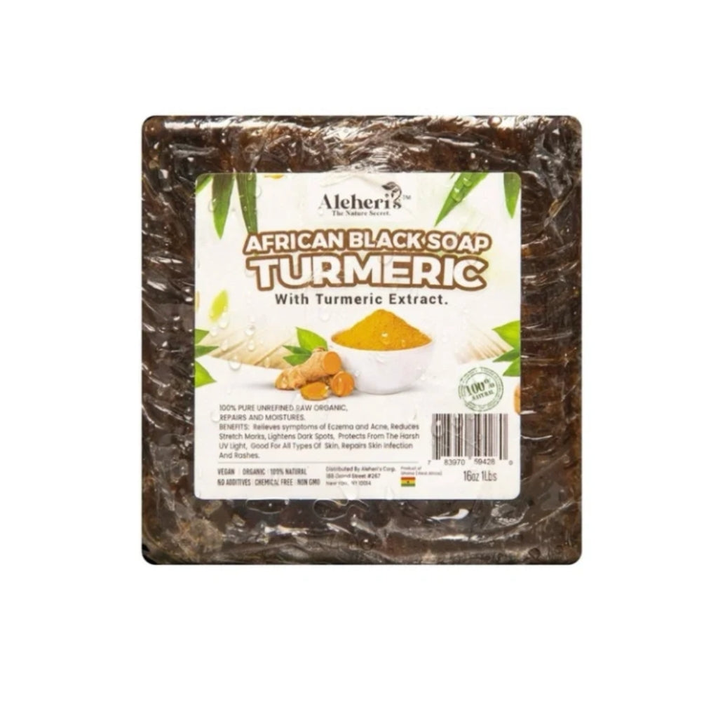 ALEHERIS TURMERIC AFRICAN BLACK SOAP 16oz - BRAID BEAUTY