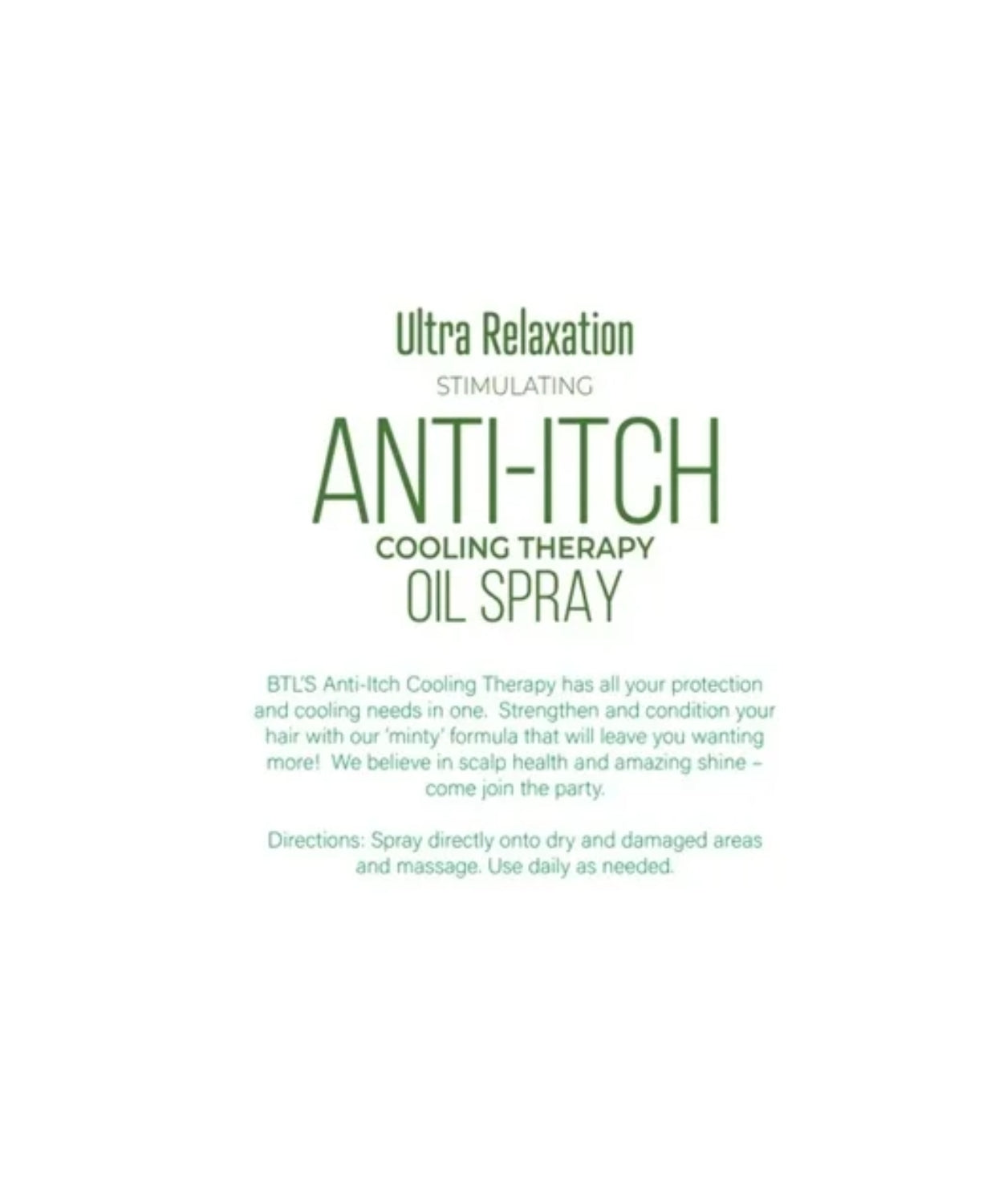 BTL Professional Ultra Relaxation Stimulating Anti-Itch Cooling Therapy Oil Spray 8 OZ - BRAID BEAUTY