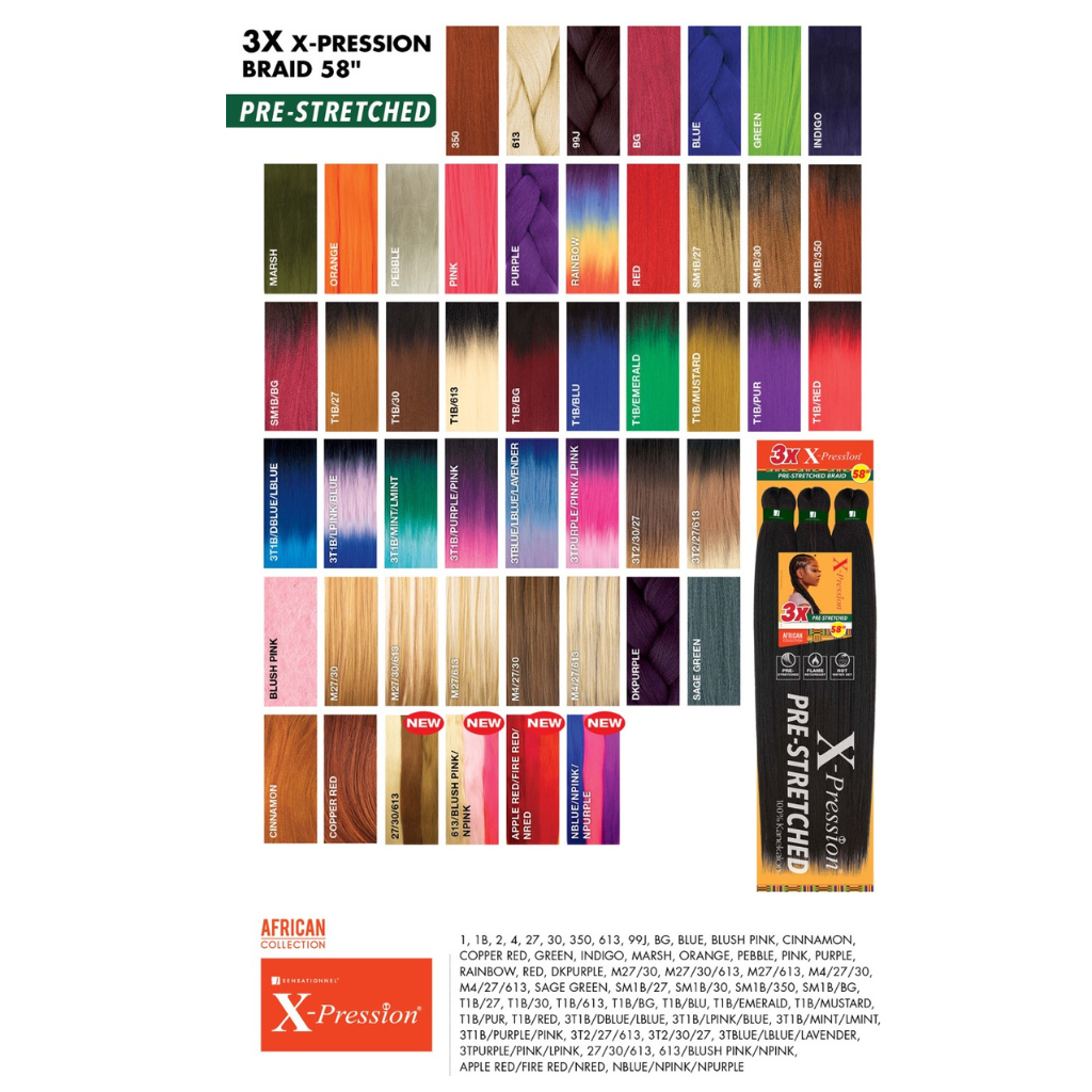 SENSATIONNEL 3X X-PRESSION PRE-STRETCHED BRAID 58″ - BRAID BEAUTY