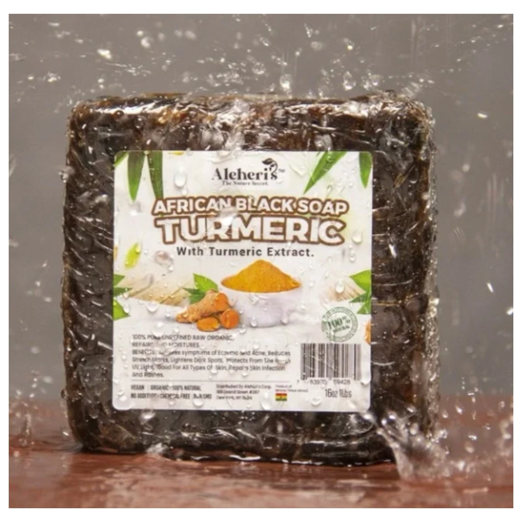 ALEHERIS TURMERIC AFRICAN BLACK SOAP 16oz - BRAID BEAUTY