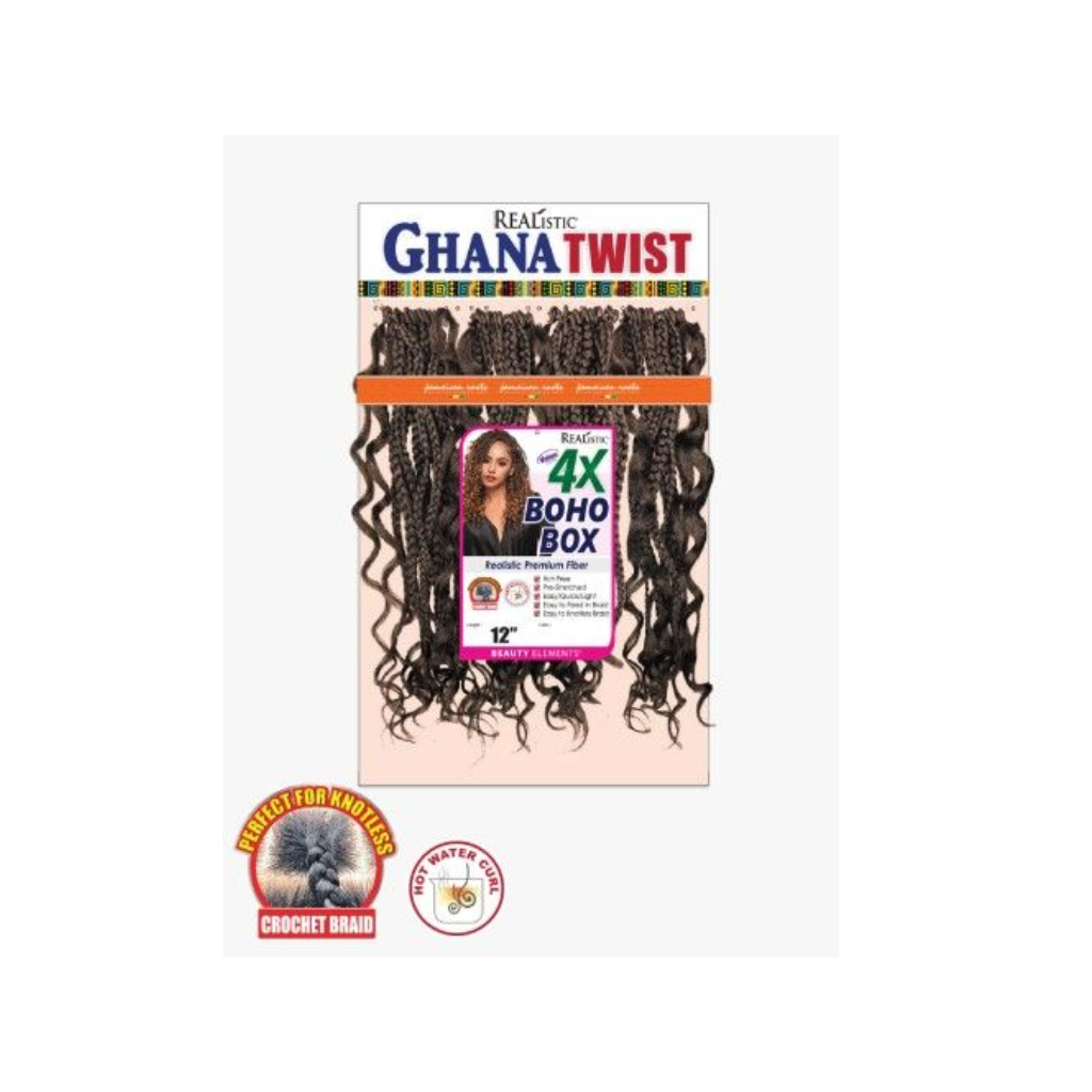 Beauty Element 4X Boho Box 12'' Ghana Twist Realistic - BRAID BEAUTY