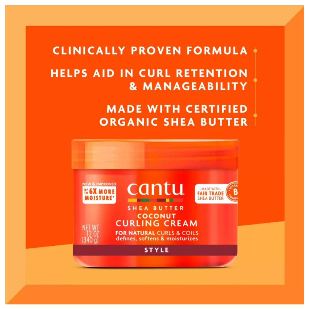 Cantu Shea Butter For Natural Hair Coconut Curling Cream 12 oz - BRAID BEAUTY