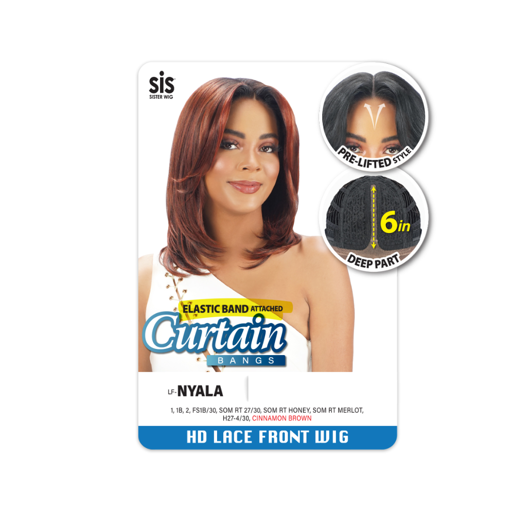 Zury Sis Curtain Bangs 6" Deep Part HD Lace Front Wig - NYALA - Pre-Lifted Style - BRAID BEAUTY