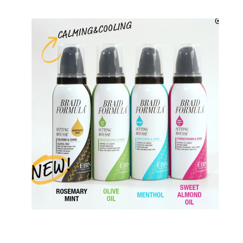 EBIN SETTING MOUSSE CALMING & SHINE - ROSEMARY - BRAID BEAUTY