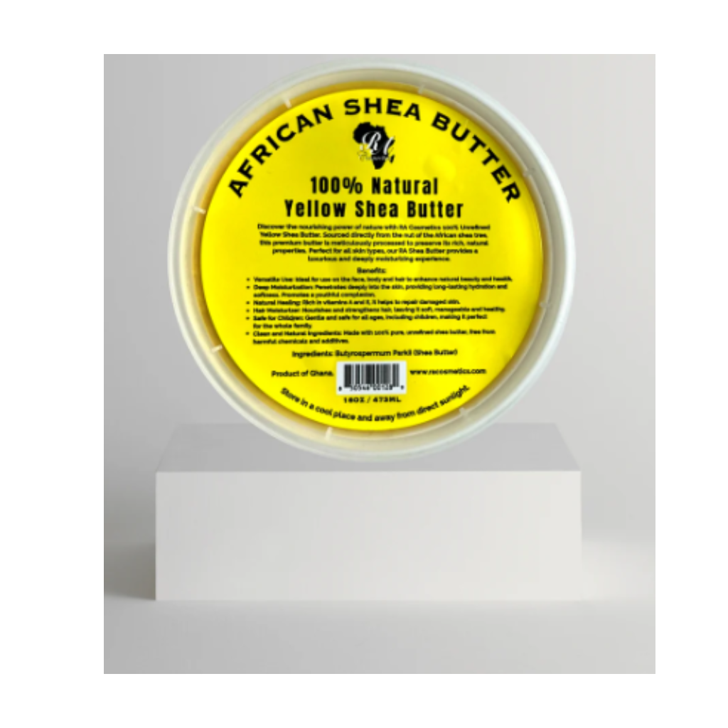 100% NATURAL AFRICAN SHEA BUTTER - YELLOW SOLID - - BRAID BEAUTY