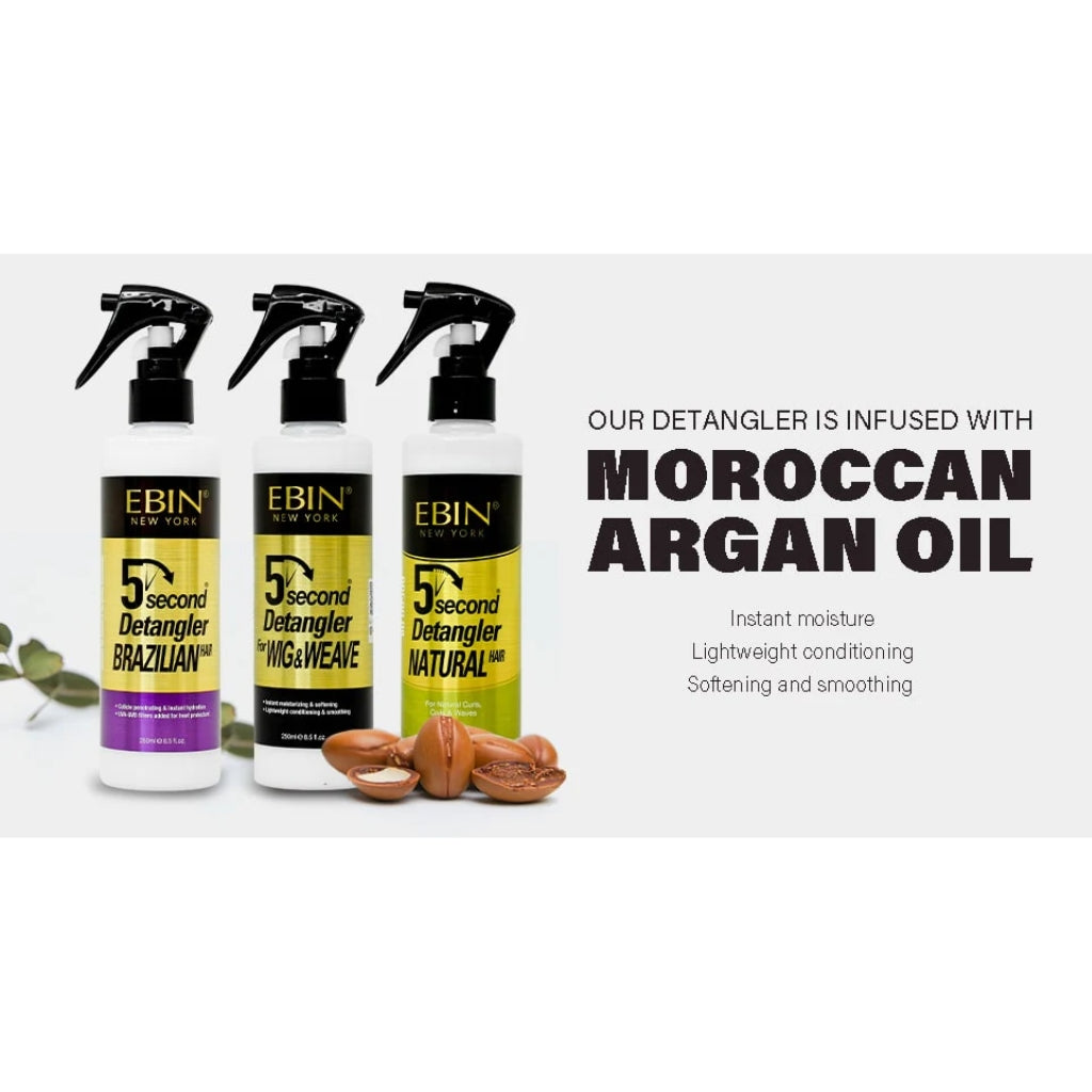 EBIN NEW YORK 5 SECOND ARGAN OIL BRAZILIAN DETANGLER - 8.5OZ - BRAID BEAUTY