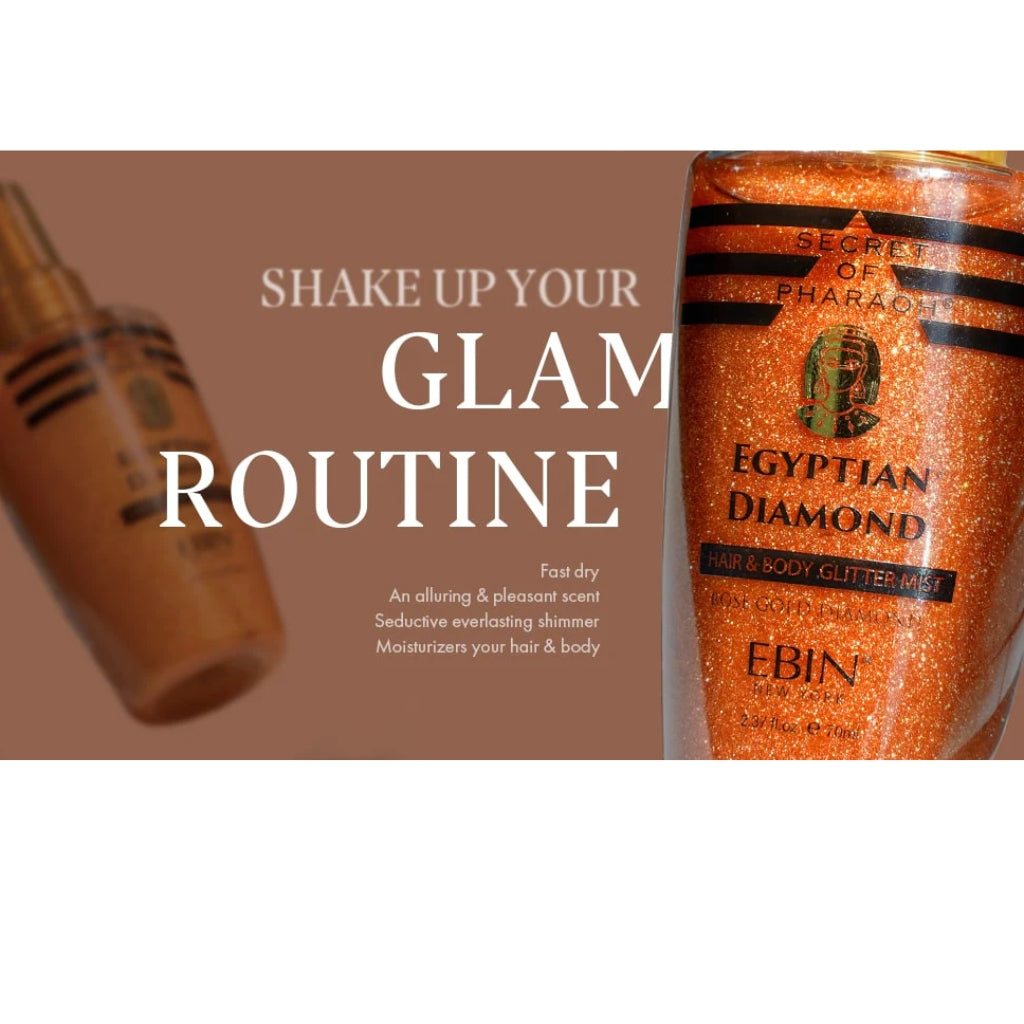 EBIN NEW YORK SECRET OF PHARAOH EGYPTIAN DIAMOND GLITTER MIST - ROSE GOLD - BRAID BEAUTY