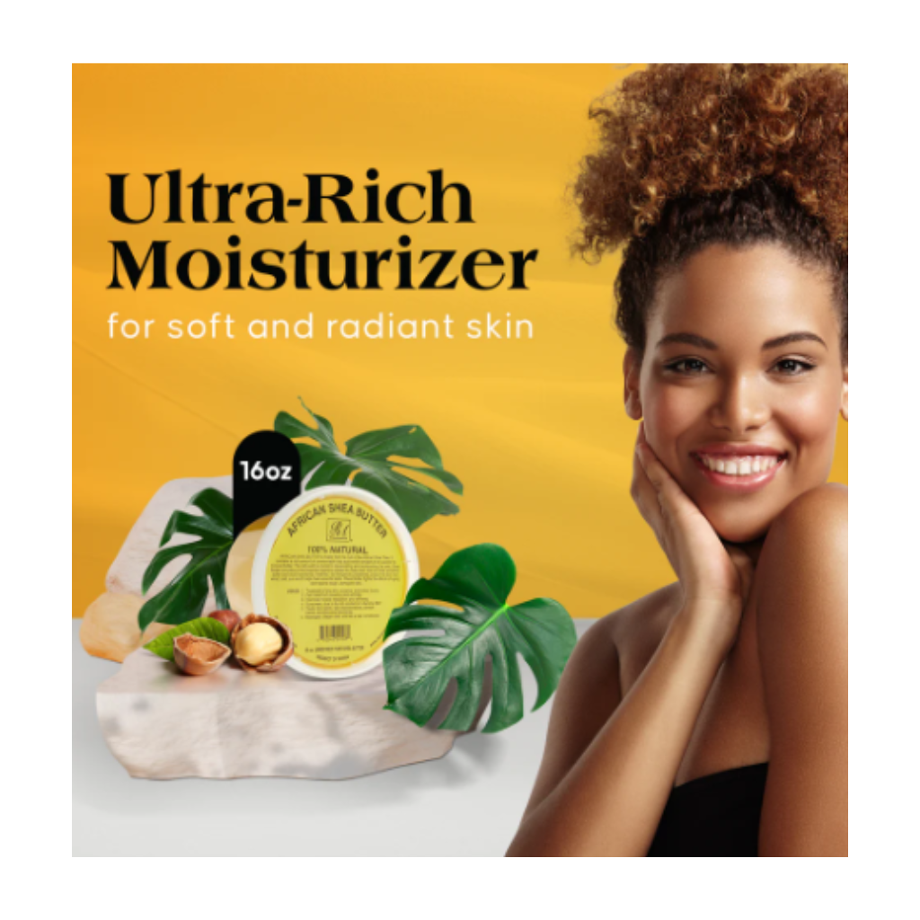 100% NATURAL AFRICAN SHEA BUTTER - YELLOW SOLID - - BRAID BEAUTY