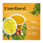 100% NATURAL AFRICAN SHEA BUTTER - YELLOW SOLID - - BRAID BEAUTY