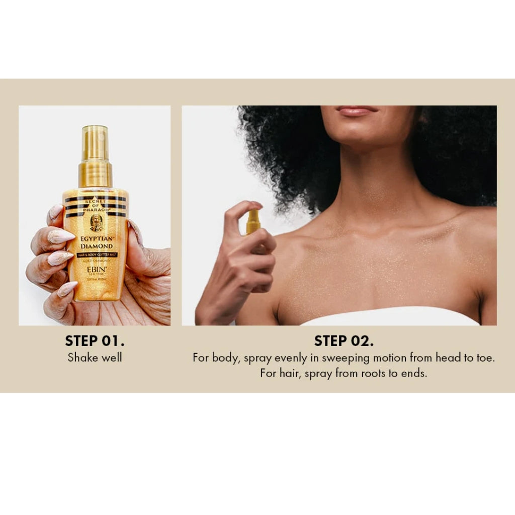 EBIN NEW YORK SECRET OF PHARAOH EGYPTIAN DIAMOND GLITTER MIST - GOLD - BRAID BEAUTY
