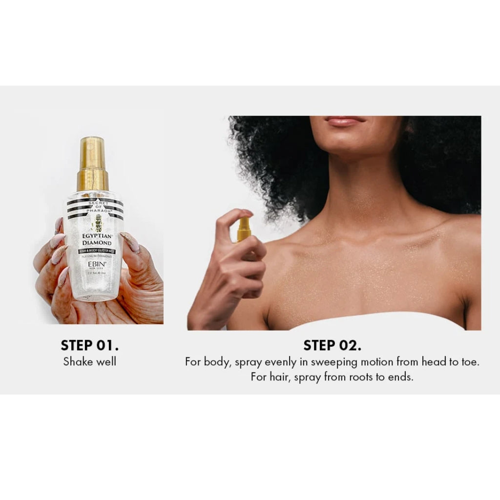 EBIN NEW YORK SECRET OF PHARAOH EGYPTIAN DIAMOND GLITTER MIST - PLATINUM - BRAID BEAUTY