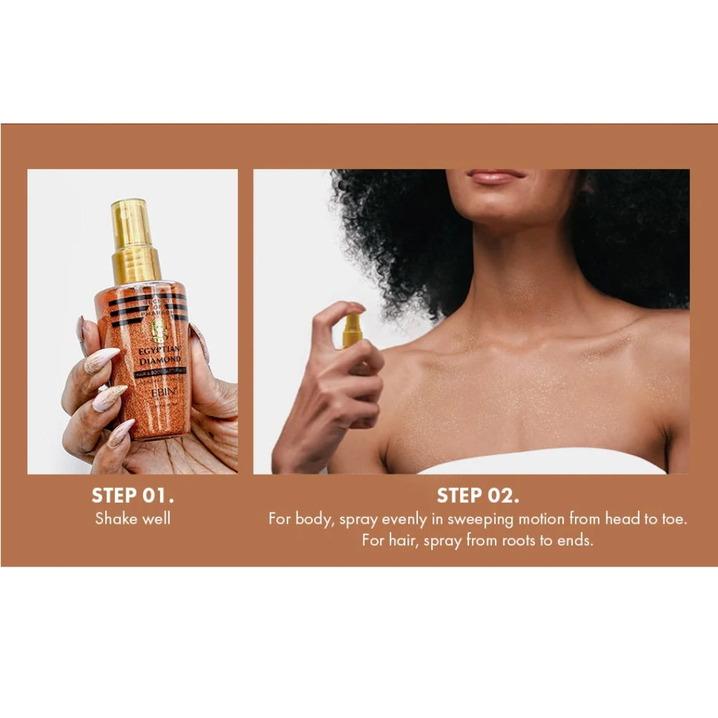 EBIN NEW YORK SECRET OF PHARAOH EGYPTIAN DIAMOND GLITTER MIST - ROSE GOLD - BRAID BEAUTY