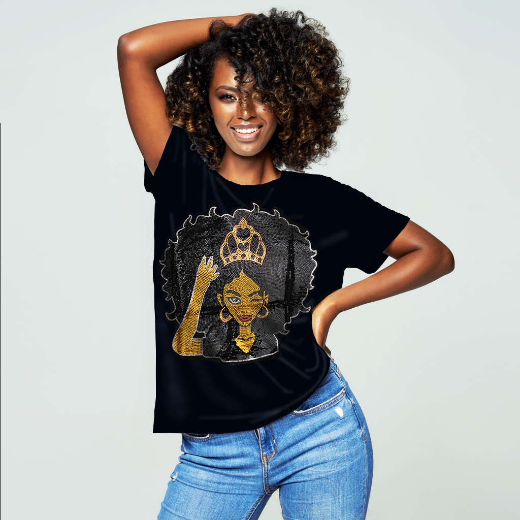 HotFix Rhinestone AF T-Shirt - Queen 2 - BRAID BEAUTY