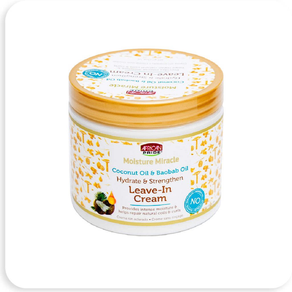 African Pride Moisture Miracle Coconut Oil & Baobab Oil Leave-In Cream 15 oz - BRAID BEAUTY