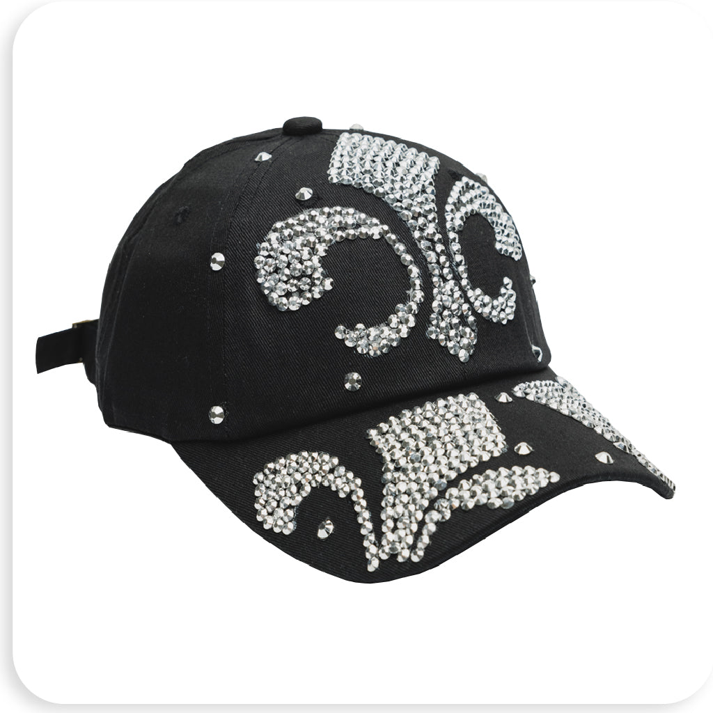 Rhinestone Cap - Crown Black - BRAID BEAUTY
