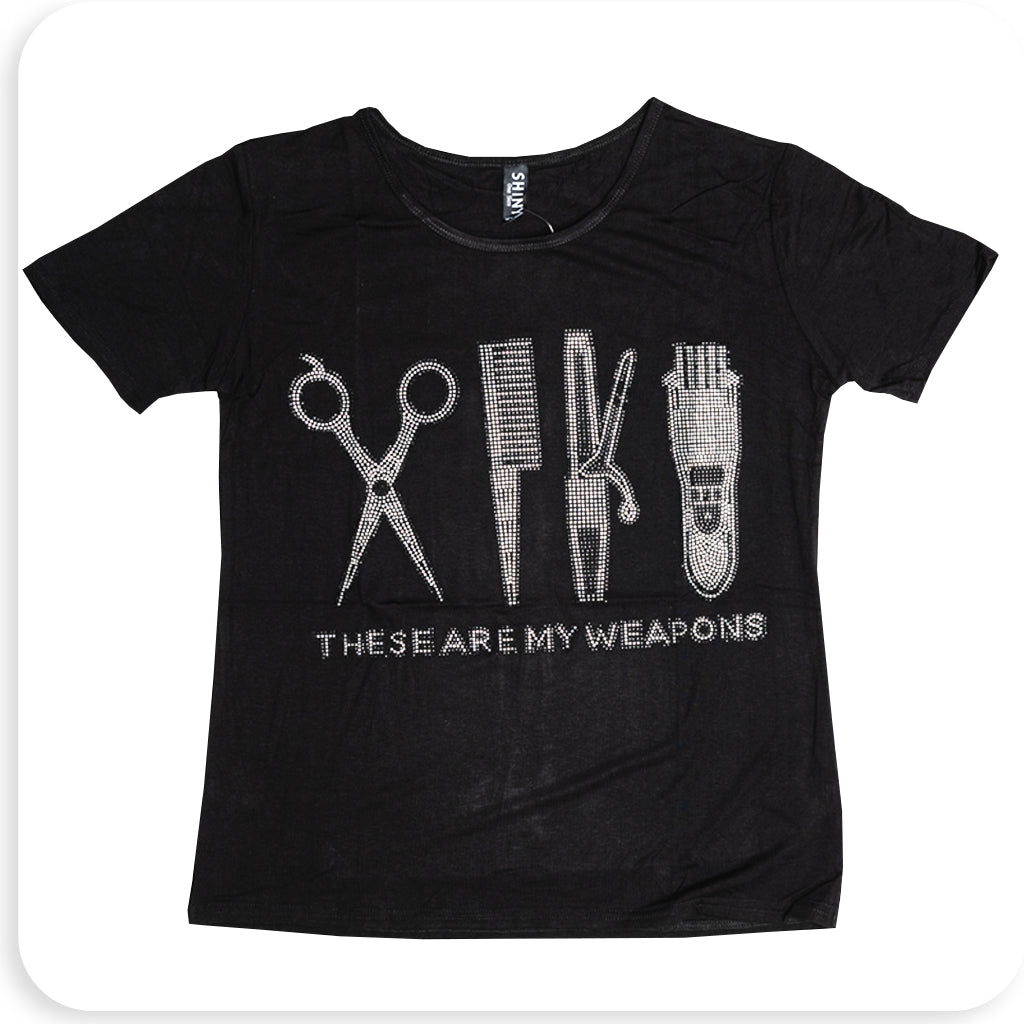 '-Weapon- HotFix Rhinestone AF-Tshirt - BRAID BEAUTY INC