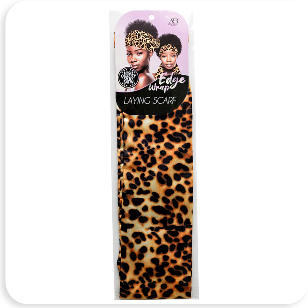 Ana Beauty Silky Satin Edge Wrap Laying Scarf (Leopard) - BRAID BEAUTY