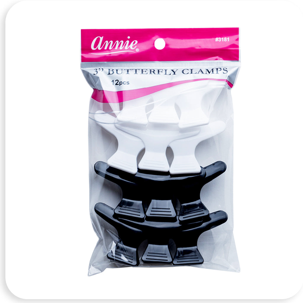 Annie Butterfly Clamps 3" 12ct  #3181 - BRAID BEAUTY