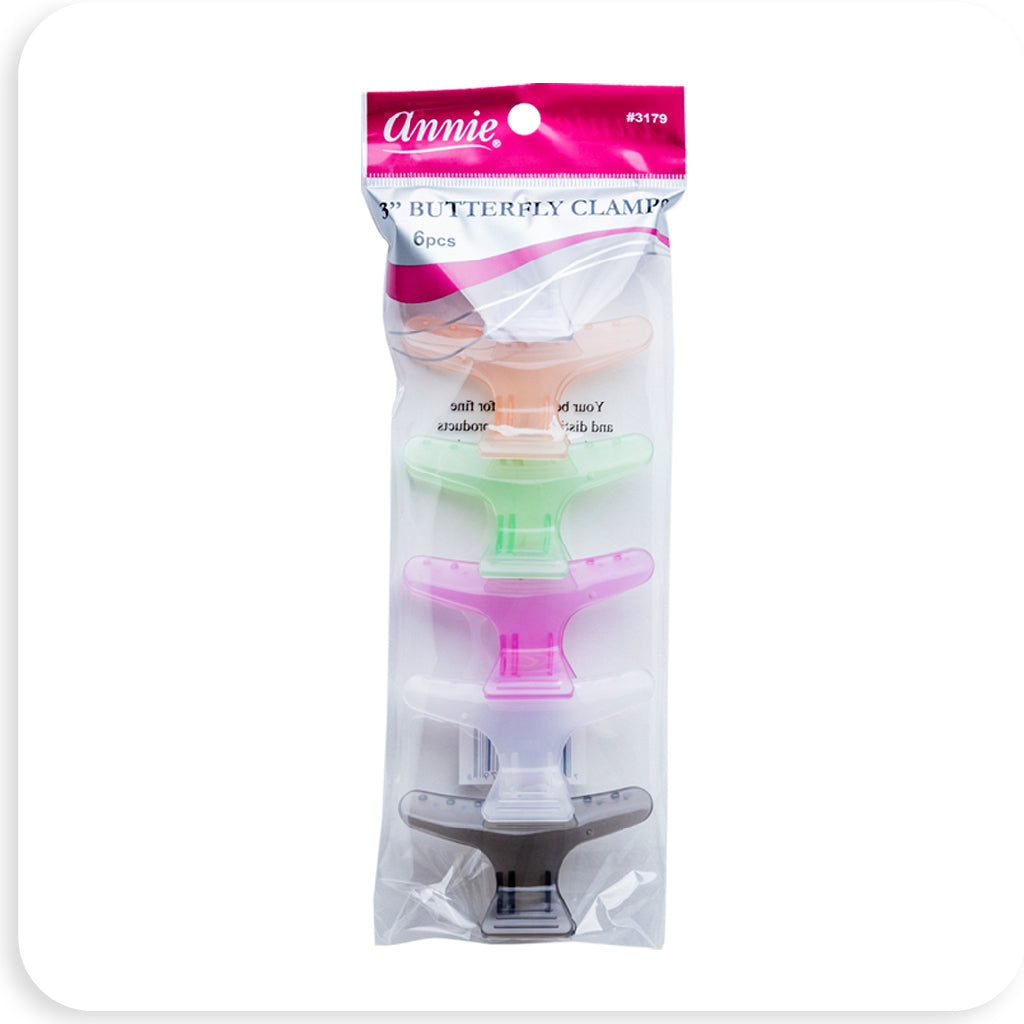Annie Butterfly Clamps 3" 6ct  #3179 - BRAID BEAUTY