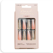 CALA Nail Tip Long Coffin Ombre W/ Gold #87844 - BRAID BEAUTY