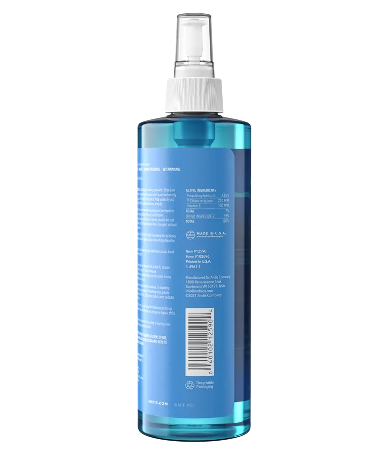 ANDIS Blade Care Plus 7-in-1 Spray 16 oz back label
