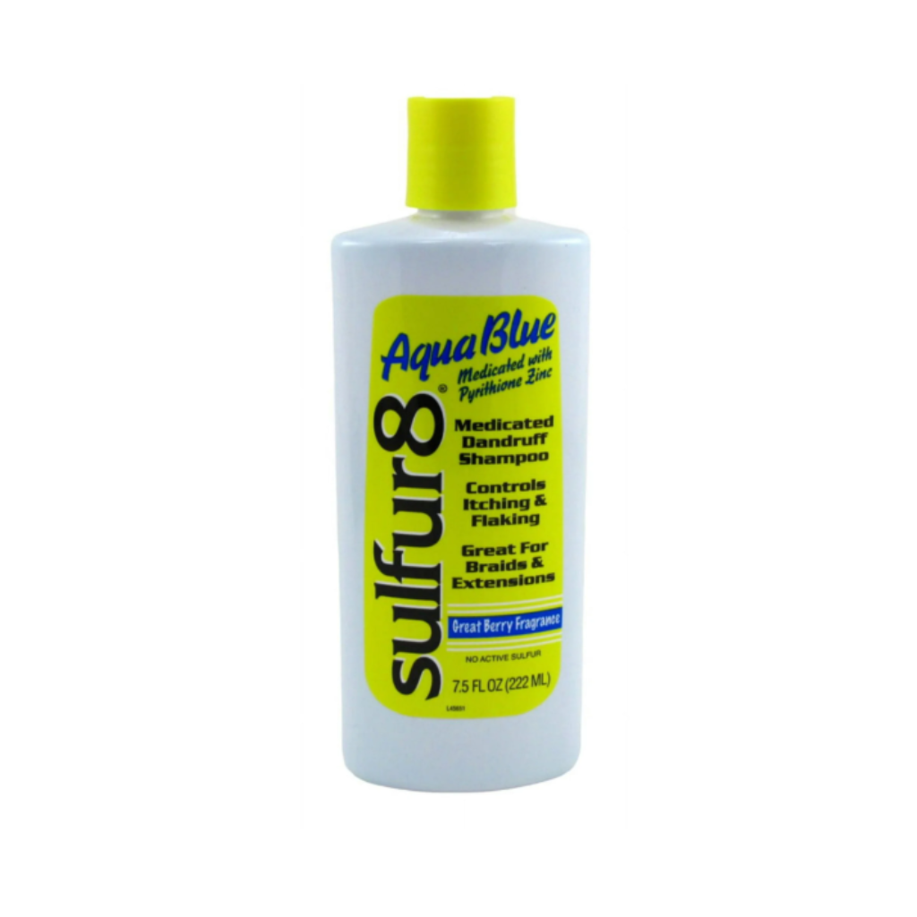 Sulfur8 Medicated Dandruff Shampoo Aqua Blue Great Berry Fragrance 7.5 oz - BRAID BEAUTY
