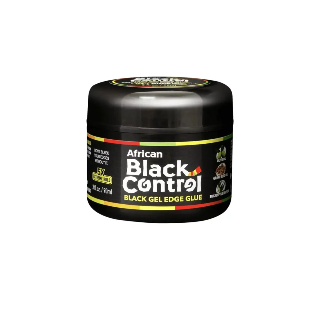 African Black Control Black Gel Edge Glue- 5X Extreme Hold - BRAID BEAUTY