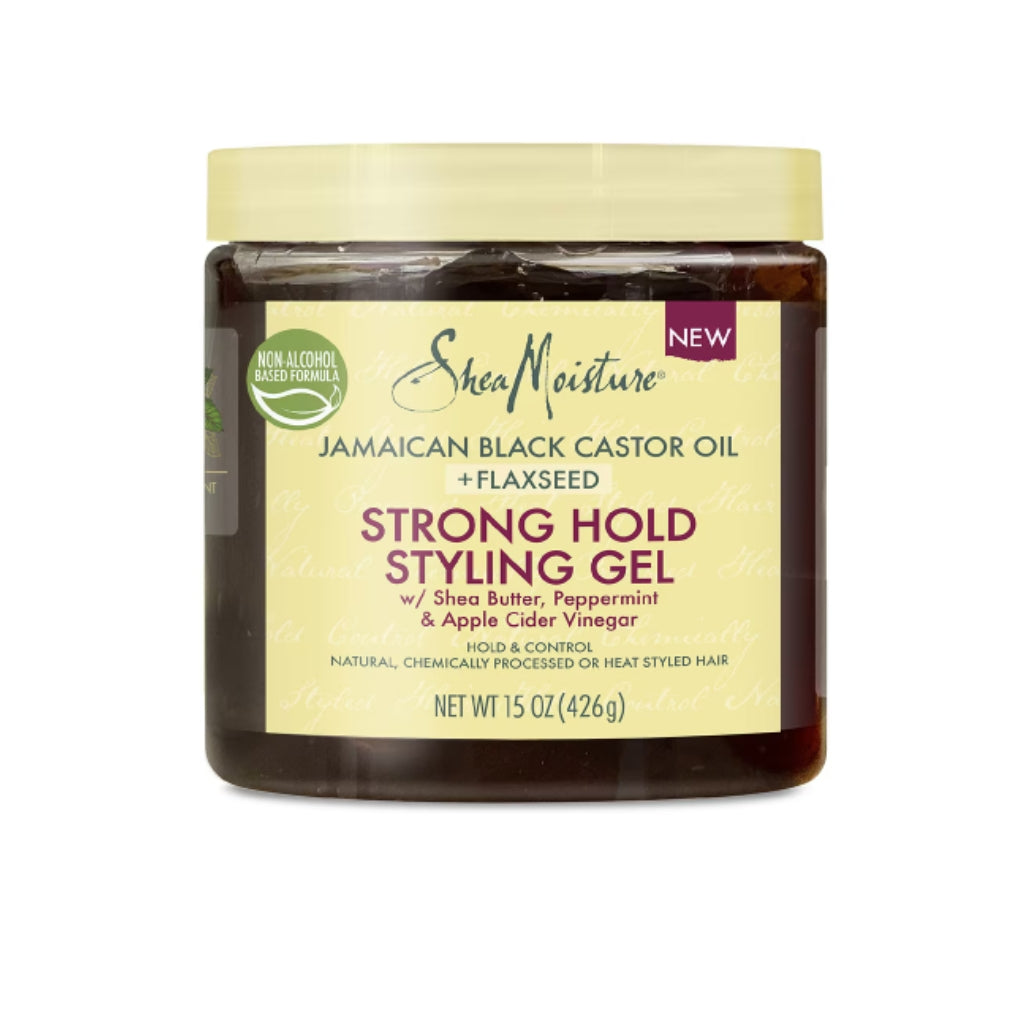 SheaMoisture Strong Hold Styling Gel Jamaican Black Castor Oil and Flaxseed 15 OZ - BRAID BEAUTY