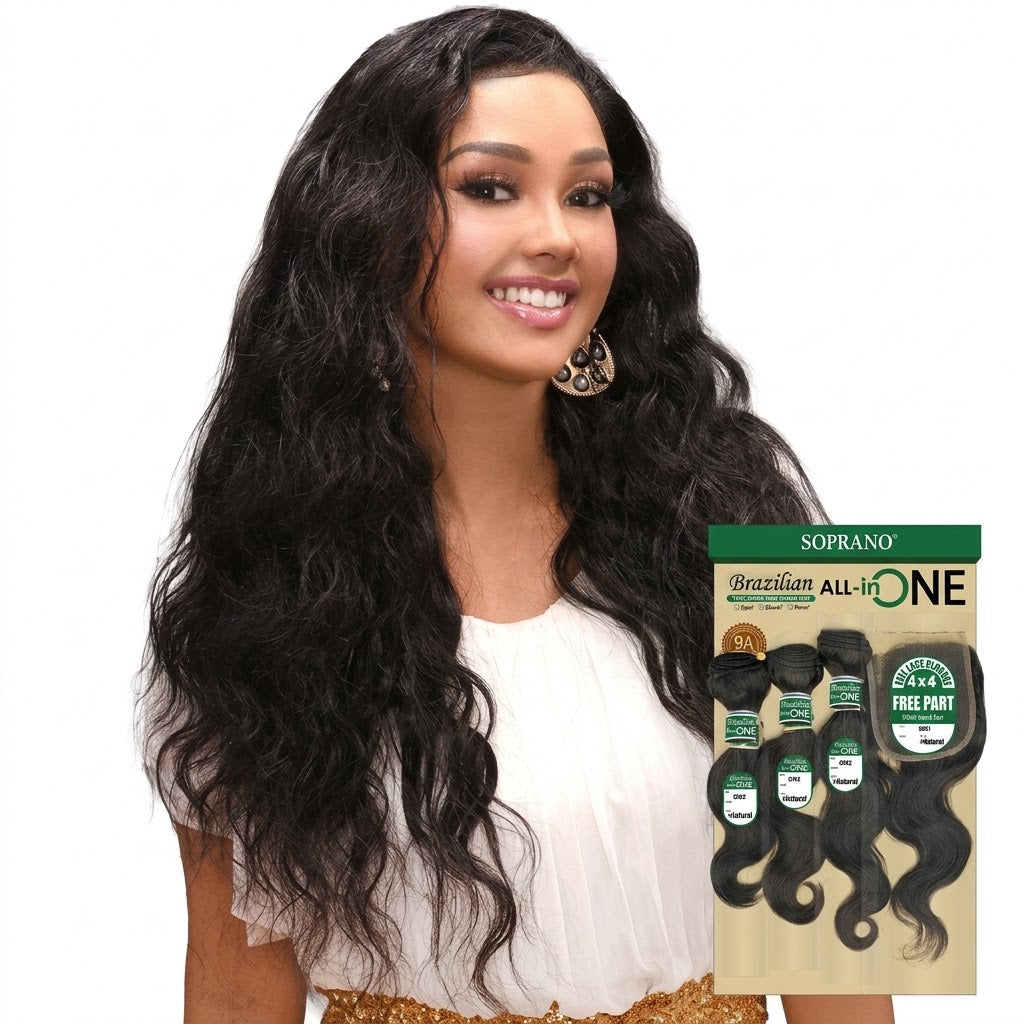 SOPRANO HH Brazilian 4X4 ALL in ONE "BODY 14"/16"/18" -NATURAL - BRAID BEAUTY