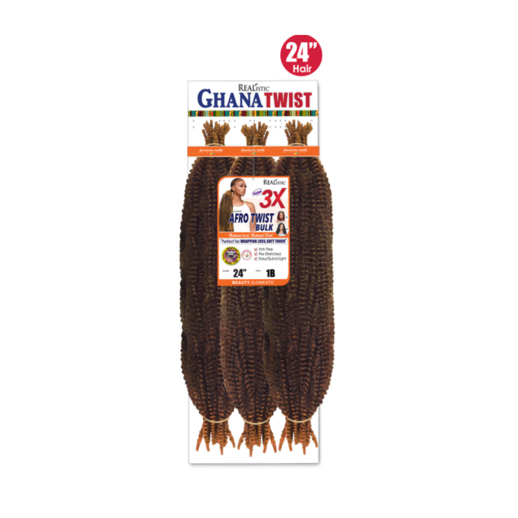 Beauty Elements REALISTIC 3X GHANA AFRO TWIST BULK 24"
