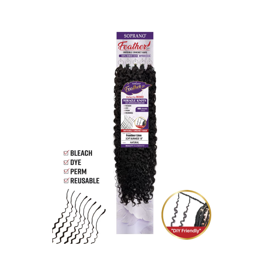 SOPRANO VIRGIN REMI Feather Line SOFT BURMESE (100 strands) 18" - BRAID BEAUTY