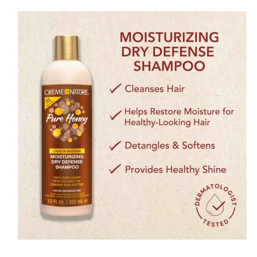 Creme of Nature Pure Honey Moisturizing Dry Defense Shampoo 12 OZ