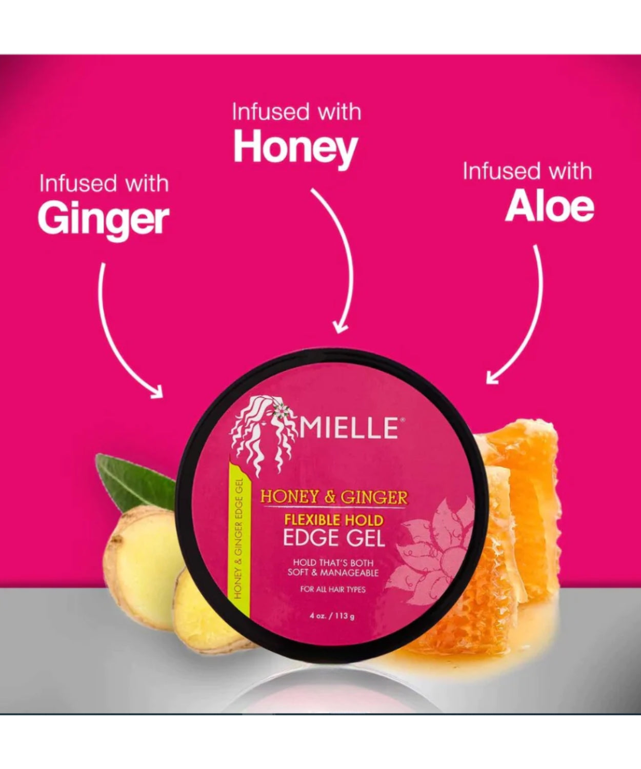 MIELLE HONEY & GINGER FLEXIBLE HOLD EDGE GEL 4 OZ - BRAID BEAUTY