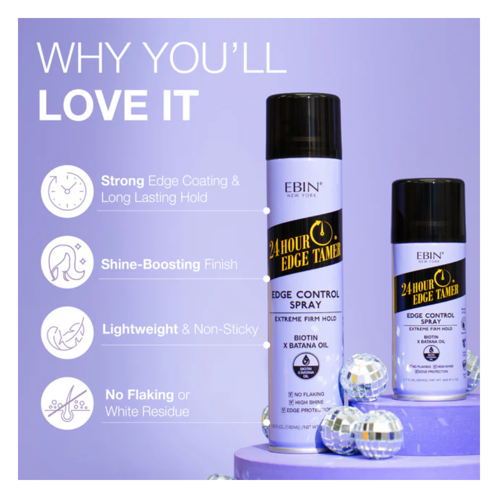 EBIN NEW YORK 24 Hour Edge Tamer - Edge Control Spray Extreme Firm Hold - BRAID BEAUTY