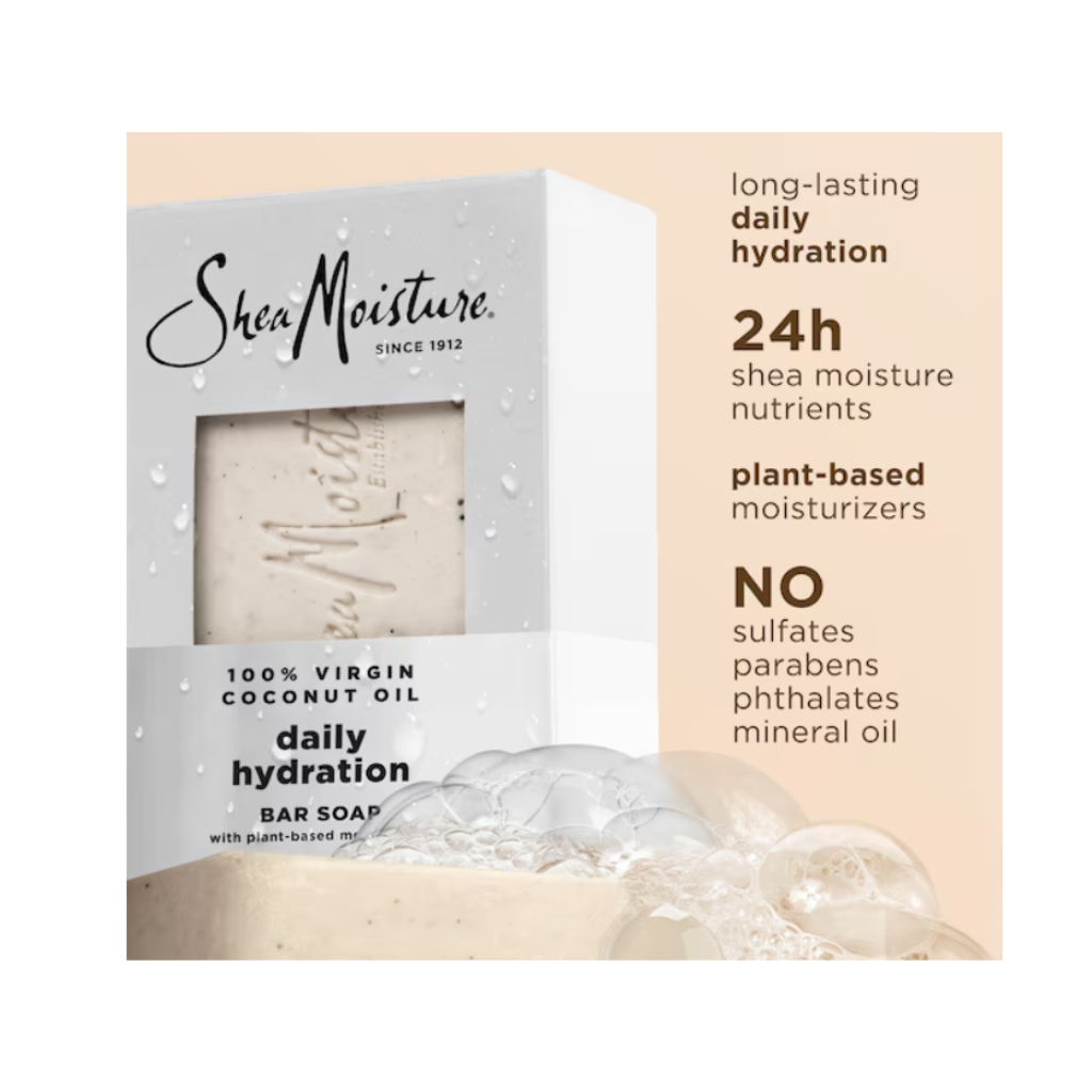 SheaMoistue 100% Virgin Coconut Oil Daily Hydration Bar Soap 8 oz - BRAID BEAUTY