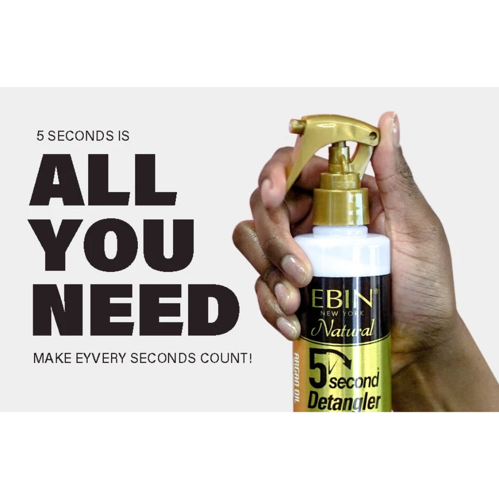 EBIN NEW YORK 5 SECOND ARGAN OIL NATURAL DETANGLER - 8.5 OZ - BRAID BEAUTY