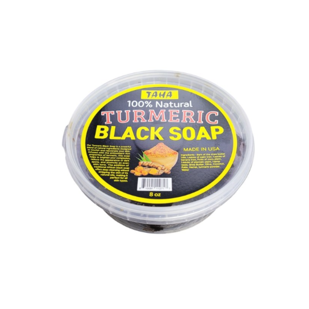 TAHA 100% Natural Turmeric Black Soap 8oz - BRAID BEAUTY
