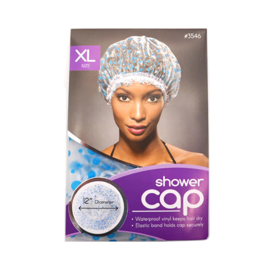 Ms. Remi Shower Cap XL Blue Dots  #3546 - BRAID BEAUTY