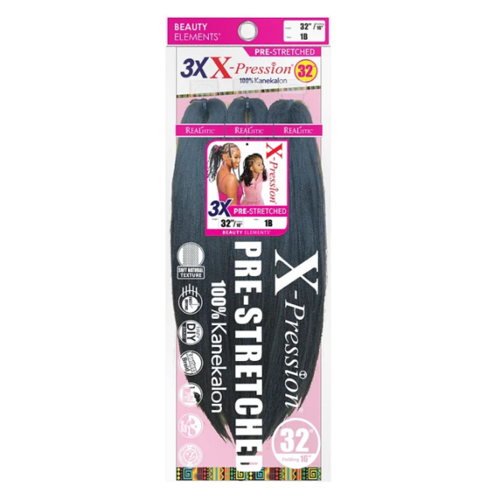 Beauty Elements 3X X-Expression 32" 100% Kanekalon Pre-Stretched - BRAID BEAUTY