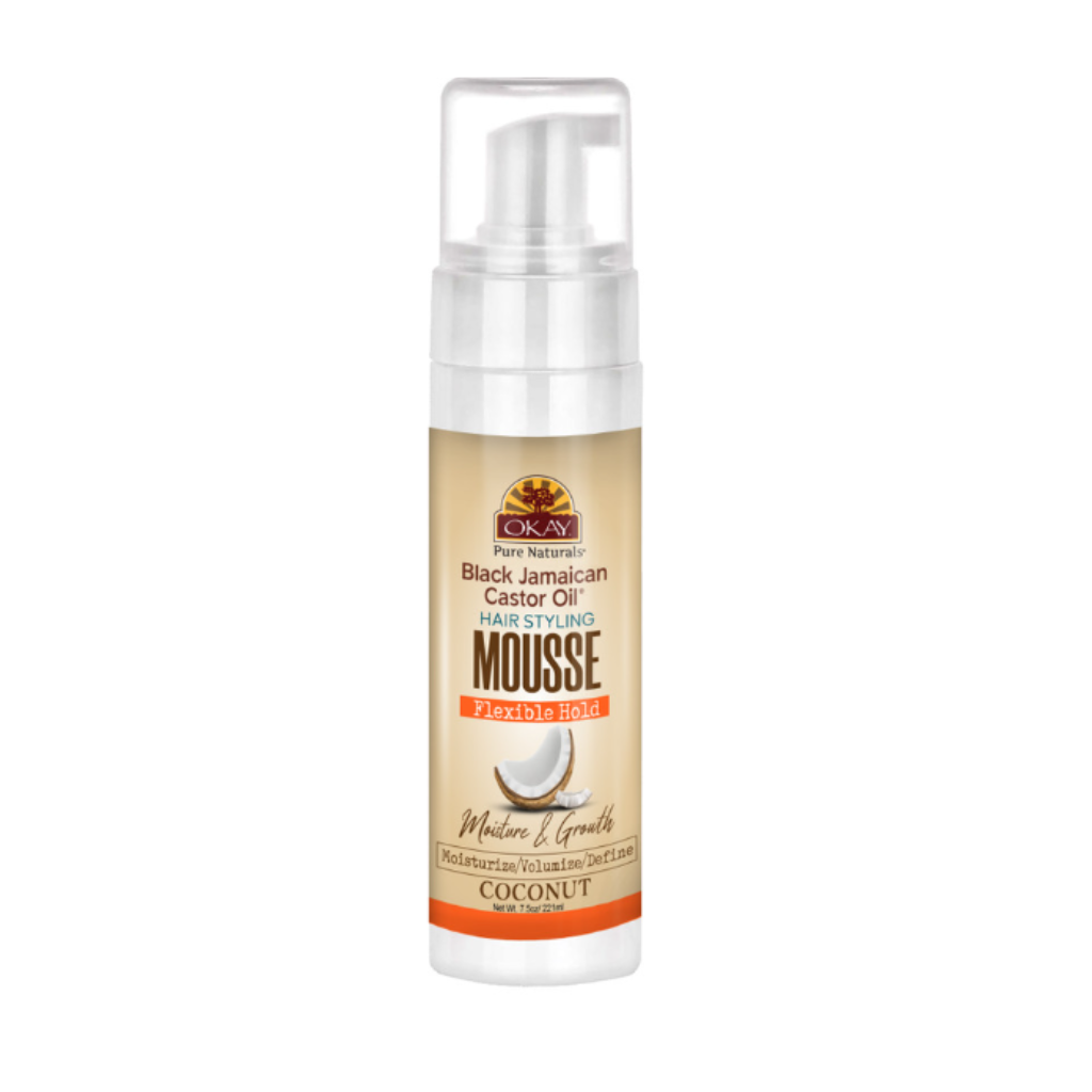OKAY Black Castor Oil & Coconut Hair Styling Mousse 7.5 oz - BRAID BEAUTY