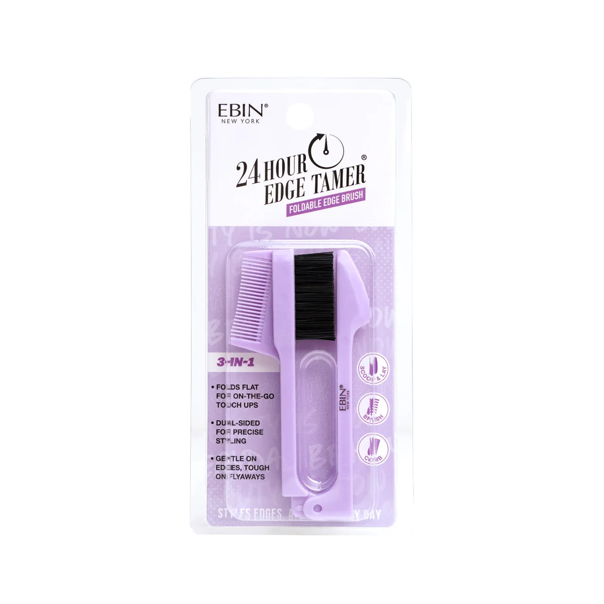 24hour Edge Tamer 3-IN-1 Foldable Edge Brush - BRAID BEAUTY