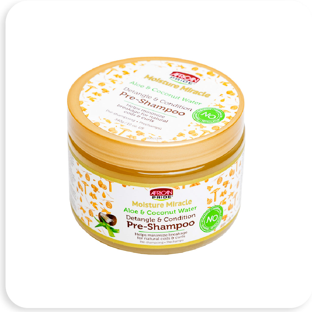 African Pride Moisture Miracle Pre-Shampoo, Aloe & Coconut Water, 12 oz - BRAID BEAUTY