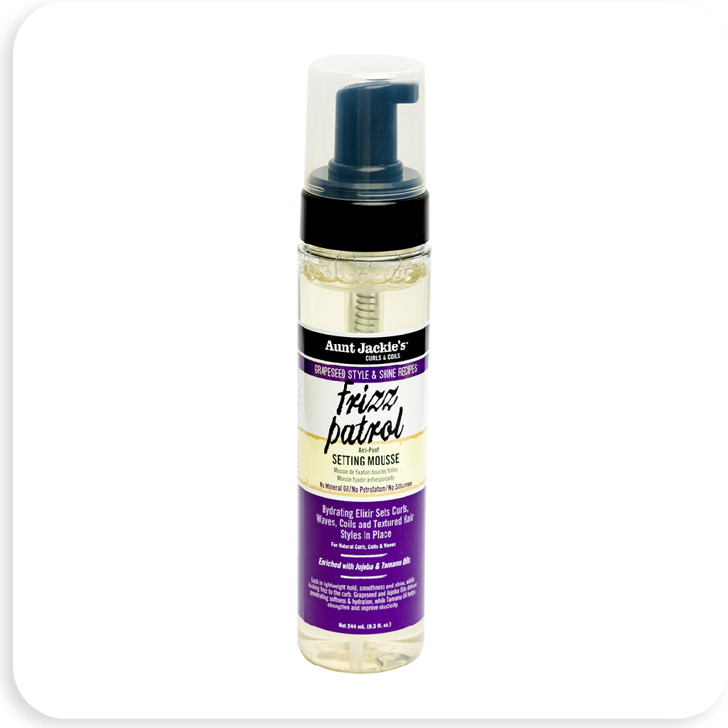 Aunt Jackie's Grape Seed Frizz Patrol Setting Mousse 8.5 oz - BRAID BEAUTY