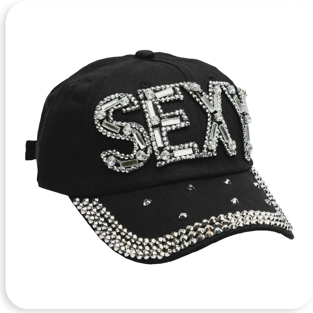 Rhinestone Cap - Sexy Black - BRAID BEAUTY