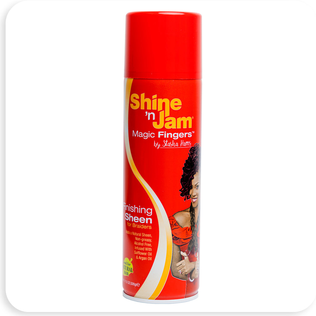 Ampro Shine 'n Jam Magic Fingers Finishing Sheen 12 oz - BRAID BEAUTY
