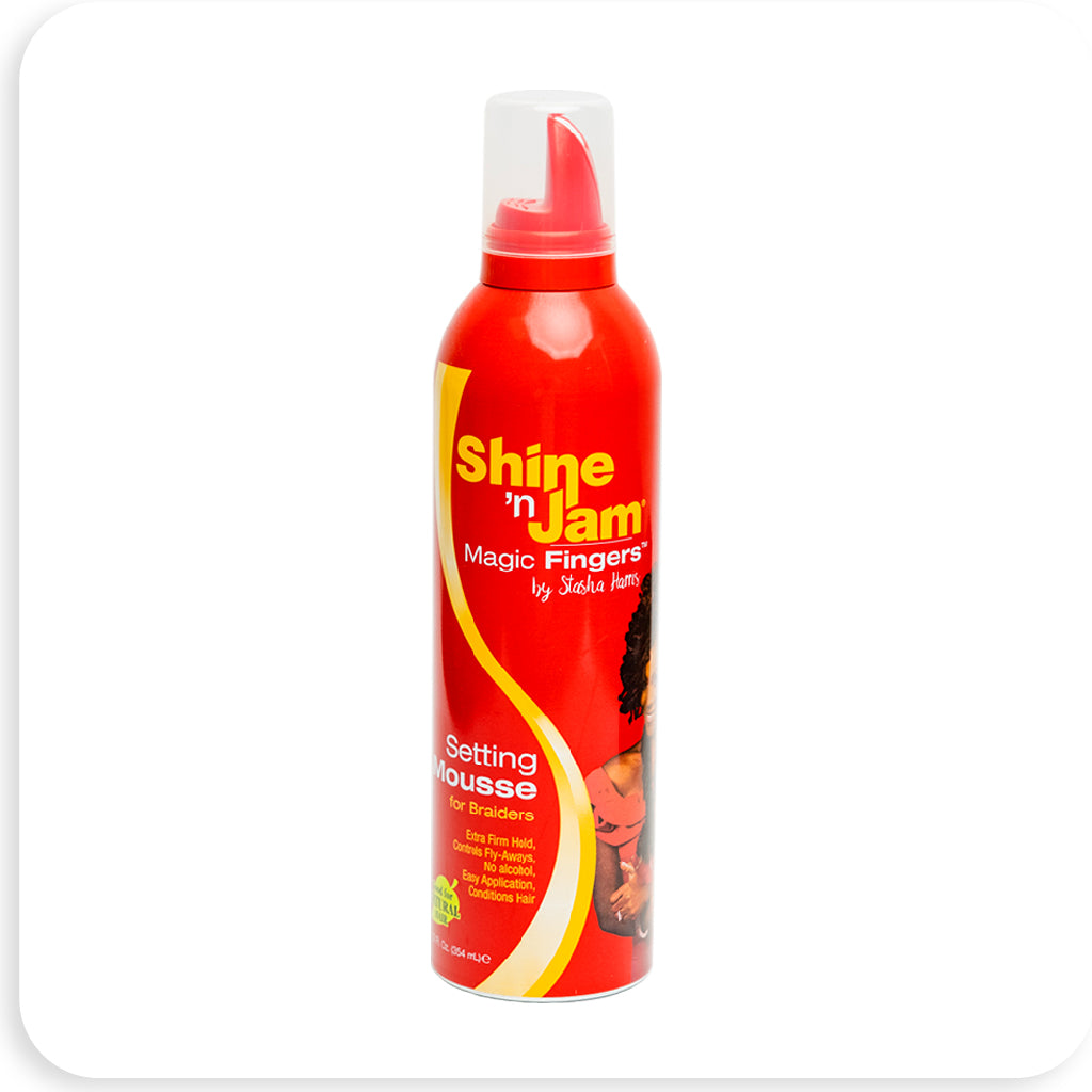 Ampro Shine 'n Jam Magic Fingers Finishing Setting Mousse 12 oz - BRAID BEAUTY