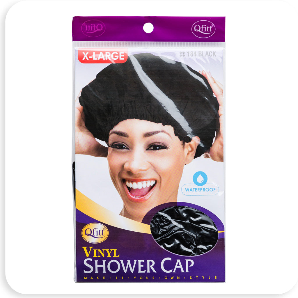 M&M #184 Vinyl Shower Cap X-Large Black - BRAID BEAUTY