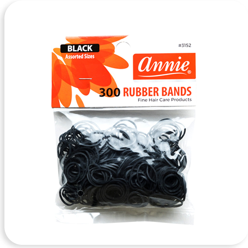 annie BLACK 300 RUBBER BANDS #3152 - BRAID BEAUTY INC